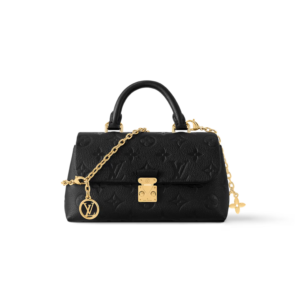 Louis Vuitton Nano Madeleine Top Handle Bag 8.3in/ 21cm Black Monogram Empreinte Gold Hardware M12144