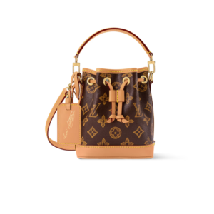 Louis Vuitton Nano Noe Bucket Bag 6.3in/ 16cm Ebene Monogram Origine Gold Hardware For Women M27699