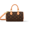 Louis Vuitton Nano Speedy Dating Top Handle Bag 7.1in/ 18cm Brown Gold Hardware For Women M13226