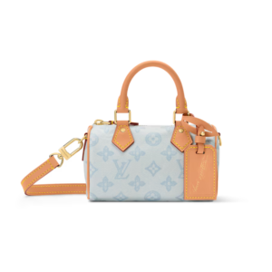 Louis Vuitton Nano Speedy Top Handle Bag 6.3in/ 16cm Bleu Courrier Monogram Origine Gold Hardware For Women M28323