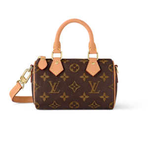 Louis Vuitton Nano Speedy Top Handle Bag 6.3in/ 16cm Brown Monogram Canvas Gold Hardware For Women M81085