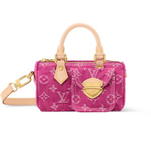 Louis Vuitton Nano Speedy Top Handle Bag 6.3in/ 16cm Fuchsia Denim Gold Hardware For Women M27603