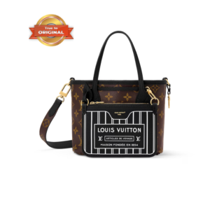 Louis Vuitton Neverfull Bandouliere Inside Out BB Tote Bag 10.4in/ 26cm Black Gold Hardware For Women M12099