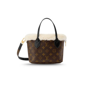 Louis Vuitton Neverfull Bandouliere Inside Out BB Tote Bag 10.4in/ 26cm Monogram Shearling Gold Hardware For Women M26315