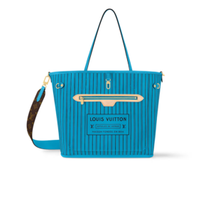 Louis Vuitton Neverfull Bandouliere Inside Out MM Tote Bag 12.2in/ 31cm Gaston Blue Gold Hardware For Women M13753