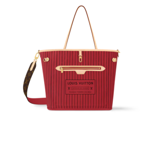 Louis Vuitton Neverfull Bandouliere Inside Out MM Tote Bag 12.2in 31cm Rouge Sari Gold Hardware Textile For Women M12096