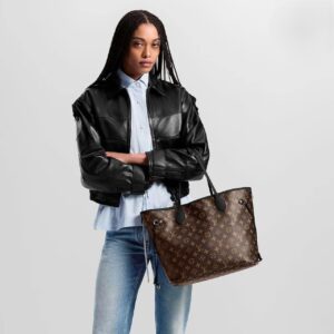 Alternative view of Louis Vuitton Neverfull Inside Out MM Tote Bag 12.2in/ 31cm Black Gold Hardware For Women M11946
