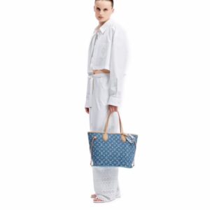 Alternative view of Louis Vuitton Neverfull MM Tote Bag 12.2in/ 31cm Blue Denim Gold Hardware For Women M13192