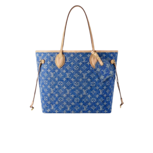 Louis Vuitton Neverfull MM Tote Bag 12.2in/ 31cm Blue Denim Gold Hardware For Women M13192
