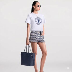 Alternative view of Louis Vuitton Neverfull MM Tote Bag 12.2in/ 31cm Navy Blue Monogram Empreinte Gold Hardware For Women M47143