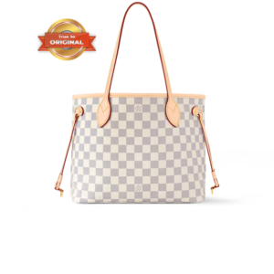 Louis Vuitton Neverfull PM Tote Bag 11.4in/ 29cm Beige Damier Azur Gold Hardware For Women N40605