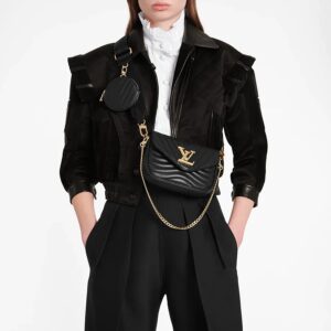 Alternative view of Louis Vuitton New Wave Multi Pochette Shoulder Bag  7.5in/ 19cm Black Gold Hardware For Women M56461