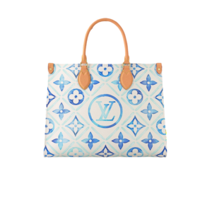 Louis Vuitton OnTheGo MM Tote Bag 13.8in/ 35cm Blue Gold Hardware For Women M11262