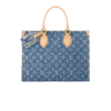 Louis Vuitton OnTheGo MM Tote Bag 13.8in/ 35cm Denim Blue Gold Hardwar For Women M46871