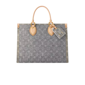 Louis Vuitton OnTheGo MM Tote Bag 13.8in/ 35cm Washed Gray Gold Hardware For Women M13189