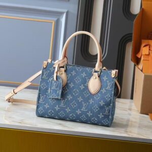 Alternative view of Louis Vuitton OnTheGo PM Tote Bag 9.8in/ 25cm Denim Blue Gold Hardware For Women M14633