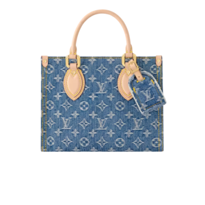 Louis Vuitton OnTheGo PM Tote Bag 9.8in/ 25cm Denim Blue Gold Hardware For Women M14633
