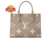 Louis Vuitton OnTheGo PM Tote Bag 9.8in/ 25cm Monogram Empreinte Beige/ Cream For Women M45779