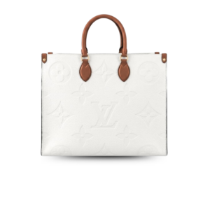 Louis Vuitton Onthego GM Tote Bag 16.1in/ 41cm White Monogram Empreinte Gold Hardware For Women