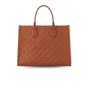 Louis Vuitton Onthego MM Tote Bag 13.8in/ 35cm Cognac Monogram Empreinte Gold Hardware For Women M12775