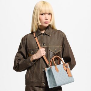 Alternative view of Louis Vuitton Onthego PM Tote Bag 9.8in/ 25cm Bleu Courrier Monogram Origine Gold Hardware For Women M28289