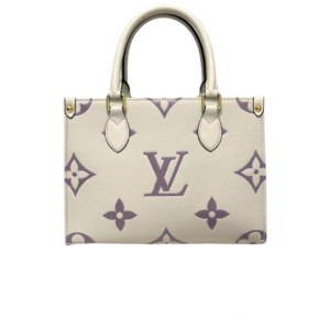 Louis Vuitton Onthego PM Tote Bag 9.8in/ 25cm Grey/Beige Gold Hardware For Women M45654