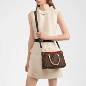 Alternative view of Louis Vuitton Pallas BB Tote Bag 11in/ 28cm Brown/ Red Monogram Gold Hardware For Women