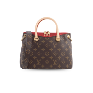 Louis Vuitton Pallas BB Tote Bag 11in/ 28cm Brown/ Red Monogram Gold Hardware For Women
