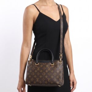 Alternative view of Louis Vuitton Pallas BB Tote Bag 11in/ 28cm Brown/ Black Monogram Gold Hardware For Women