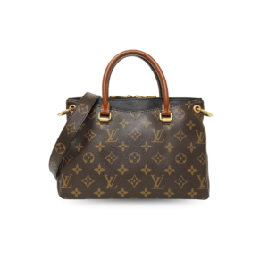Louis Vuitton Pallas BB Tote Bag 11in/ 28cm Brown/ Black Monogram Gold Hardware For Women
