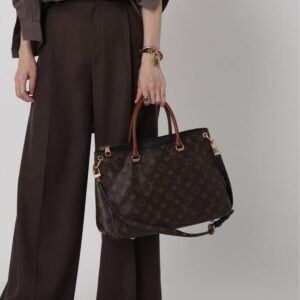 Alternative view of Louis Vuitton Pallas MM Tote Bag 13.4in/ 34cm Brown/ Black Monogram Gold Hardware For Women