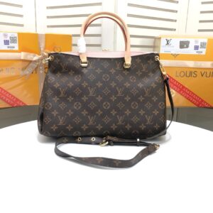 Alternative view of Louis Vuitton Pallas MM Tote Bag 13.4in/ 34cm Brown/ Pink Monogram Gold Hardware For Women