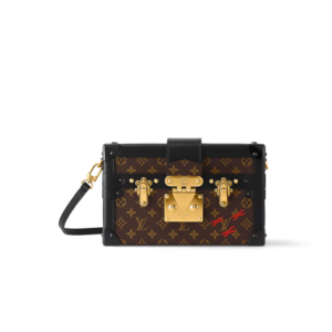 Louis Vuitton Petite Malle Crossbody Bag 7.9in/ 20cm Monogram Black Gold Hardware For Women M45943