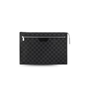 Louis Vuitton Pochette 24H Clutch & Pouch 14.1in/ 36cm Black Damier Graphite Canvas Palladium Hardware For Men N40481