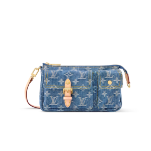 Louis Vuitton Pochette Accessoire Cargo Shoulder Bag 9.3in/ 24cm Blue Denim Gold Hardware For Women M27602