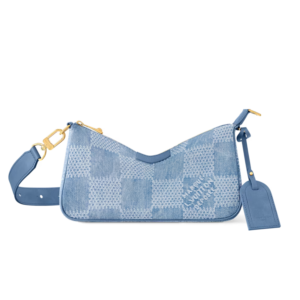 Louis Vuitton Pochette Accessories XL Shoulder Bag 11in/ 28cm Denim Blue Gold Hardware For Men N00204