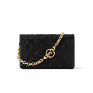 Louis Vuitton Pochette Coussin Shoulder Bag 7.9in/ 20cm Black Gold Hardware For Women M82116