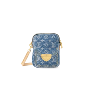 Louis Vuitton Pochette Fairfax Shoulder Bag 7.1in/ 18cm Blue Denim Gold Hardware For Women M82948