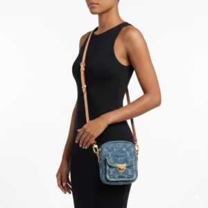 Alternative view of Louis Vuitton Pochette Fairfax Shoulder Bag 7.1in/ 18cm Blue Denim Gold Hardware For Women M82948