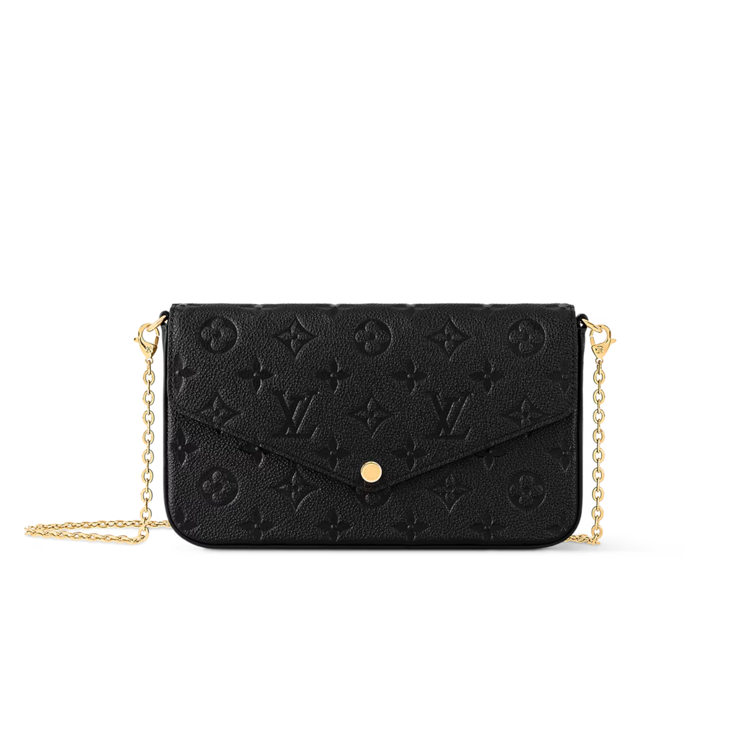 Louis Vuitton Pochette Felicie Shoulder Bag 8.3in/ 21cm Black Monogram Empreinte Gold Hardware For Women M82477