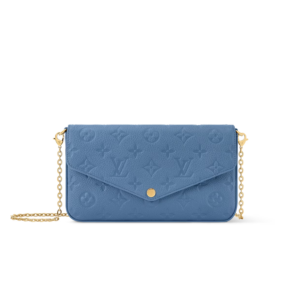 Louis Vuitton Pochette Felicie Shoulder Bag 8.3in/ 21cm Denim Blue Gold Hardware For Women M28891