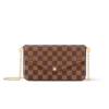 Louis Vuitton Pochette Felicie Shoulder Bag  8.3in/ 21cm Brown Gold Hardware For Women N63032
