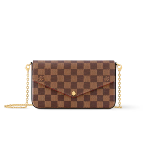 Louis Vuitton Pochette Felicie Shoulder Bag  8.3in/ 21cm Brown Gold Hardware For Women N63032