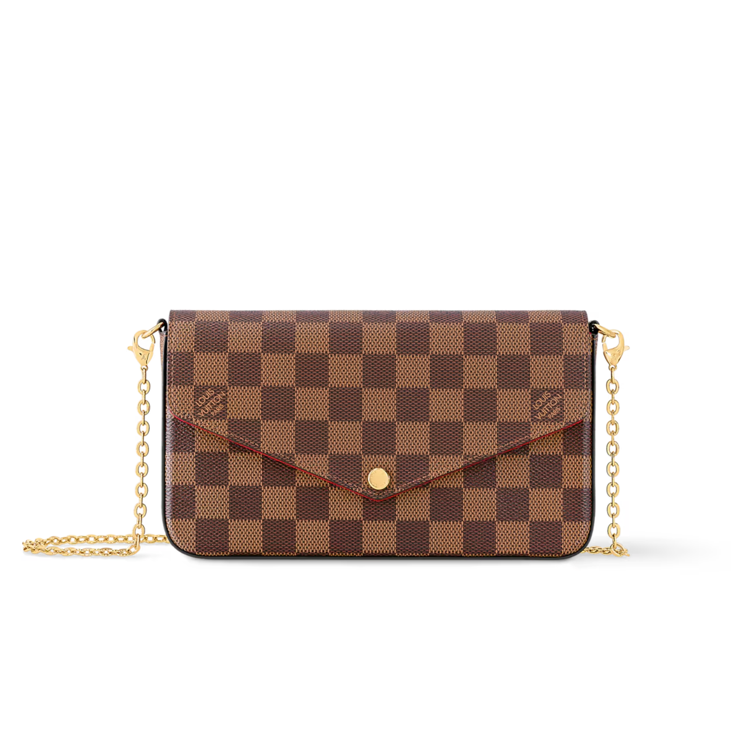 Louis Vuitton Pochette Felicie Shoulder Bag 8.3in/ 21cm Brown Gold Hardware For Women N63032