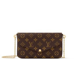 Louis Vuitton Pochette Felicie Shoulder Bag  8.3in/ 21cm Fuchsia Monogram Canvas Gold Hardware For Women M81896