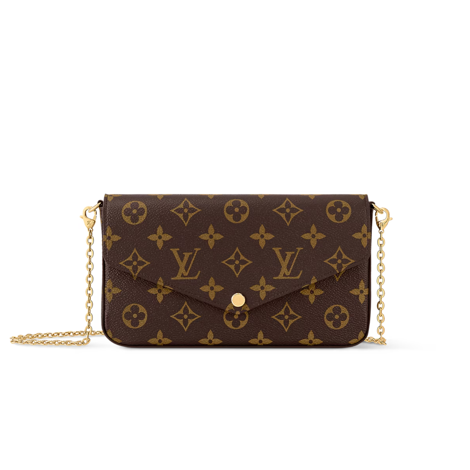 Louis Vuitton Pochette Felicie Shoulder Bag 8.3in/ 21cm Fuchsia Monogram Canvas Gold Hardware For Women M81896