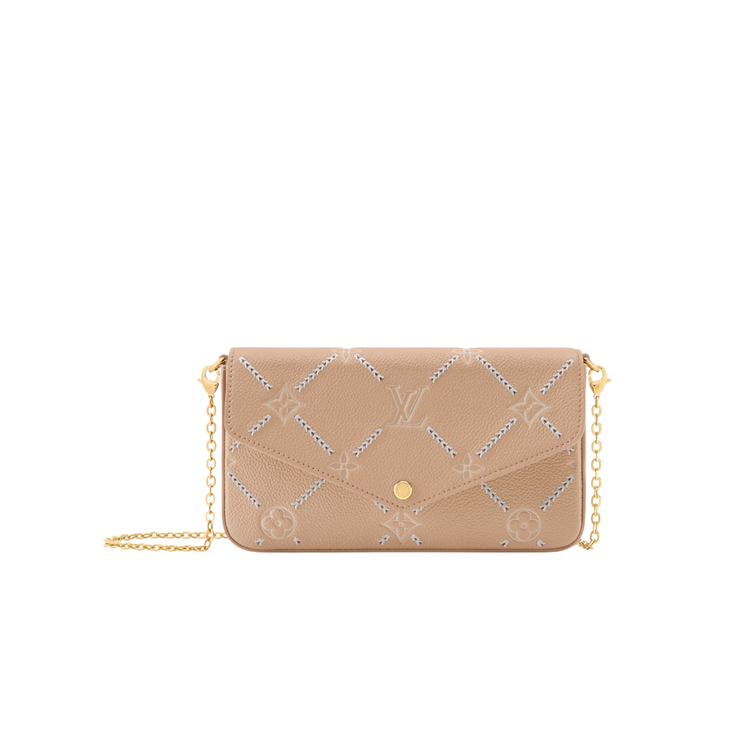 Louis Vuitton Pochette Felicie Shoulder Bag 8.3in/ 21cm Hazelnut Couture Gold Hardware For Women M29482