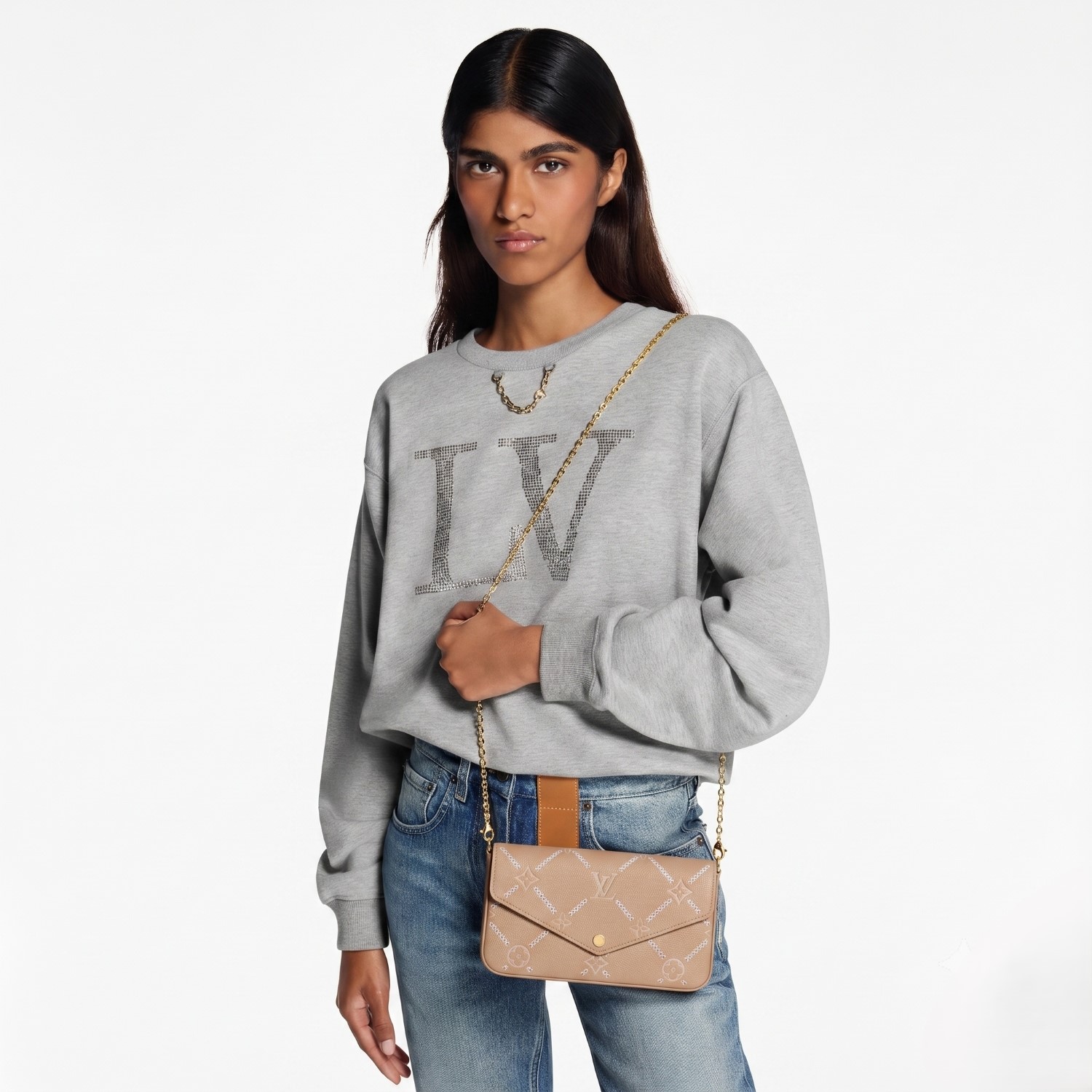 Louis Vuitton Pochette Felicie Shoulder Bag 8.3in/ 21cm Hazelnut Couture Gold Hardware For Women M29482 - Image 2