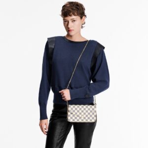Alternative view of Louis Vuitton Pochette Felicie Shoulder Bag  8.3in/ 21cm Multicolor Damier Azur Canvas Gold Hardware For Women N40491