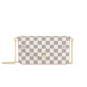 Louis Vuitton Pochette Felicie Shoulder Bag  8.3in/ 21cm Multicolor Damier Azur Canvas Gold Hardware For Women N40491